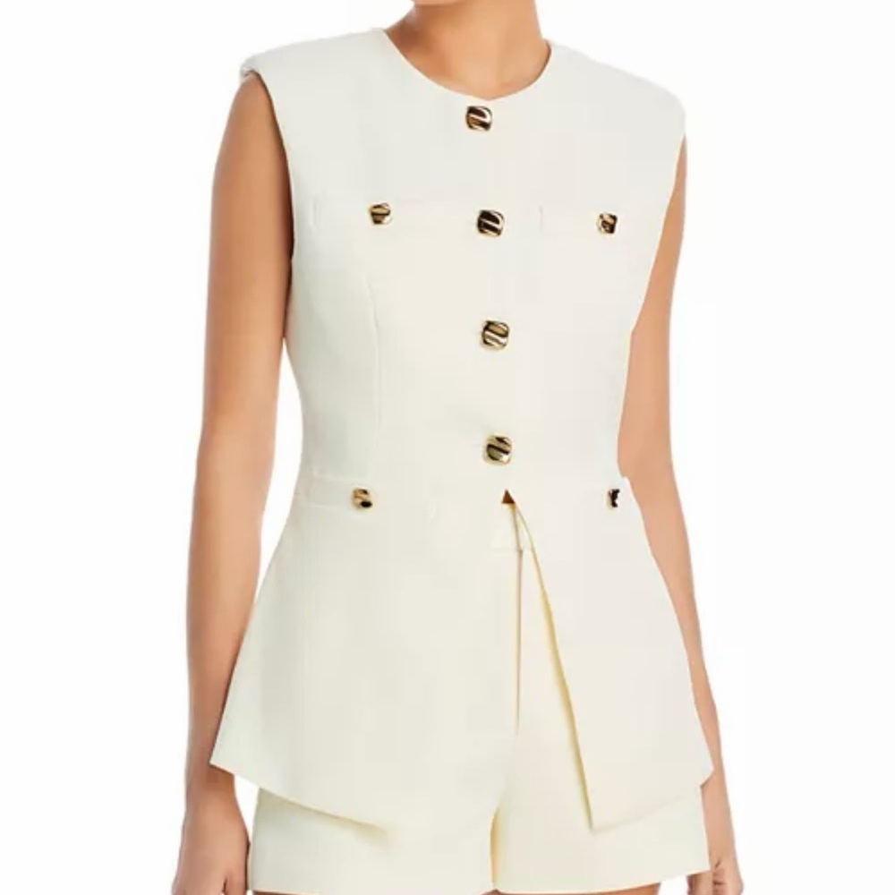 Endless Rose Cream Sleeveless Peplum Top with Gold Buttons